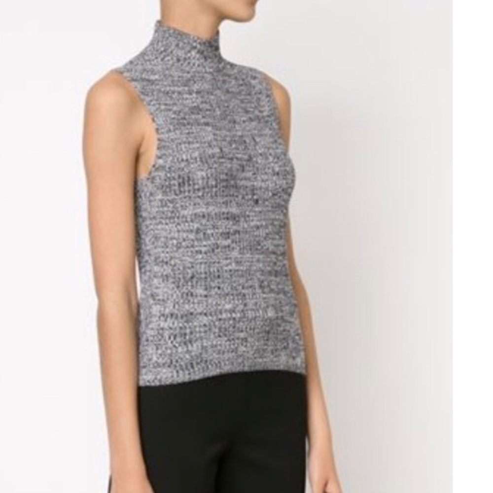 THEORY KNIT TURTLE NECK SLEEVELESS KNIT TOP
